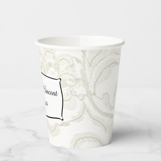 White Lace Wedding Paper Cup Papieren Bekers (Links)