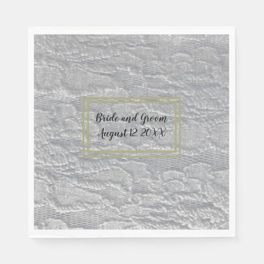 White Lace Wedding Paper Napkins Servet (Voorkant)