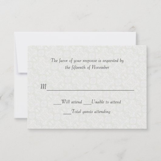 White Lace Wedding Response Card RSVP Kaartje (Voorkant)