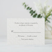 White Lace Wedding Response Card RSVP Kaartje (Staand voorkant)