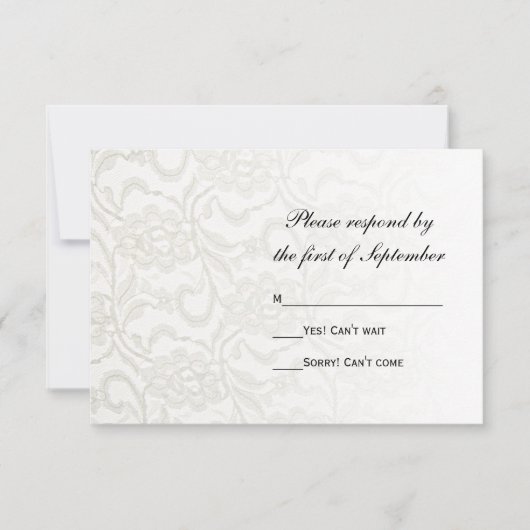 White Lace Wedding RSVP Response Kaart (Voorkant)