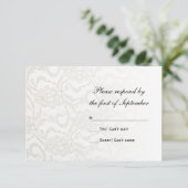 White Lace Wedding RSVP Response Kaart (Staand voorkant)