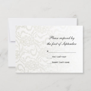 White Lace Wedding RSVP Response Kaart