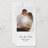 White Lace Wedding Save the Date Photo Card (Voorkant)