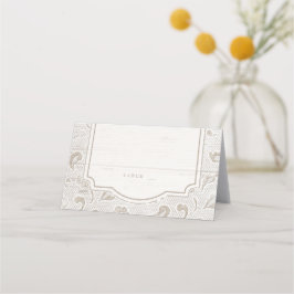 White lace wood rustige country bruiloft place-kaa plaatskaartje