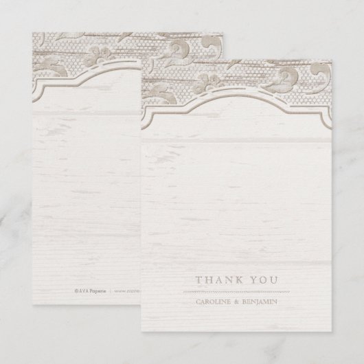 White lace wood rustin country bruiloft bedankt je (Voorkant / Achterkant)