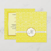 White Lace+ Yellow Accent Wedding Invitation Kaart (Voorkant / Achterkant)