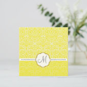 White Lace+ Yellow Accent Wedding Invitation Kaart (Staand voorkant)