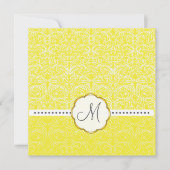 White Lace+ Yellow Accent Wedding Invitation Kaart (Voorkant)