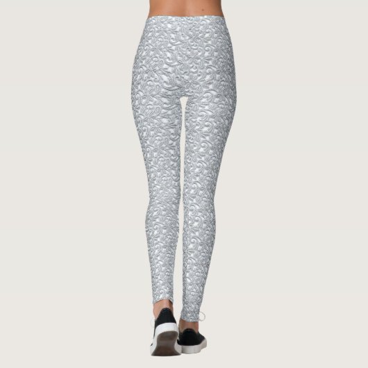 White Lace Yoga Gym Exercise Leggings Pants (Achterkant)