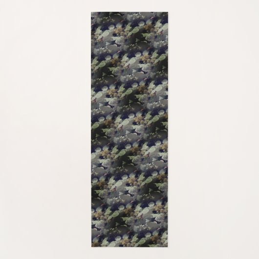 White Lacecap Hydrangea Flowers Pattern Yogamat (Voorkant)