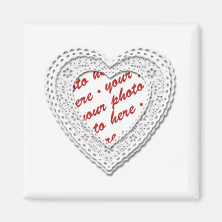 White Laced Heart Photo Lijst Magneet