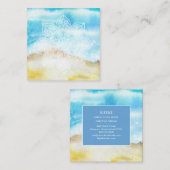 ** White Lacey Mandala Beach Ocean Zee Waterverf Vierkante Visitekaartje (Voorkant / Achterkant)