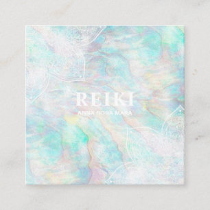 *~* White Lacey Mandala Pastel Pink Yellow Blue Vierkante Visitekaartje