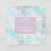 *~* White Lacey Mandala Pastel Pink Yellow Blue Vierkante Visitekaartje (Achterkant)