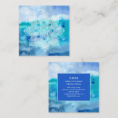 *~* White Lacey Mandala Zee Beach Ocean Waterverf Vierkante Visitekaartje (Voorkant / Achterkant)