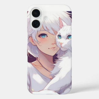 White Lady Cat iPhone 16 Hoesje