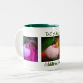 White Lady Slipper Flower Art gepersonaliseerd Tweekleurige Koffiemok (Voorkant links)