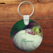 White Lady Slipper Flower Personalized Sleutelhanger (Voorkant)