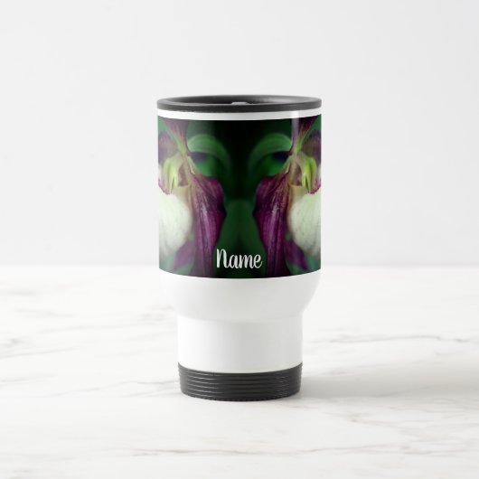 White Lady Slipper Flower, speciaal gepersonalisee Reisbeker (Center)