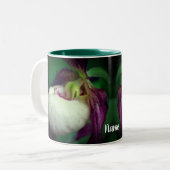 White Lady Slipper Flower, speciaal gepersonalisee Tweekleurige Koffiemok (Voorkant links)