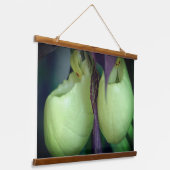 White Lady Slipper Orchid Flower Pair Hangend Wandkleed (Gebogen)