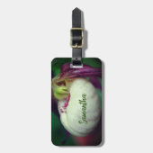 White Lady Slipper Orchid Flower Personalized Bagagelabel (Voorkant verticaal)