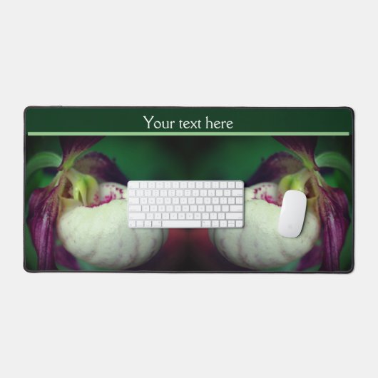 White Lady Slipper Orchid Flower Personalized Bureaumat (Keyboard & Muis)