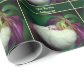 White Lady Slipper Orchid Flower Personalized Cadeaupapier (Rol Hoek)