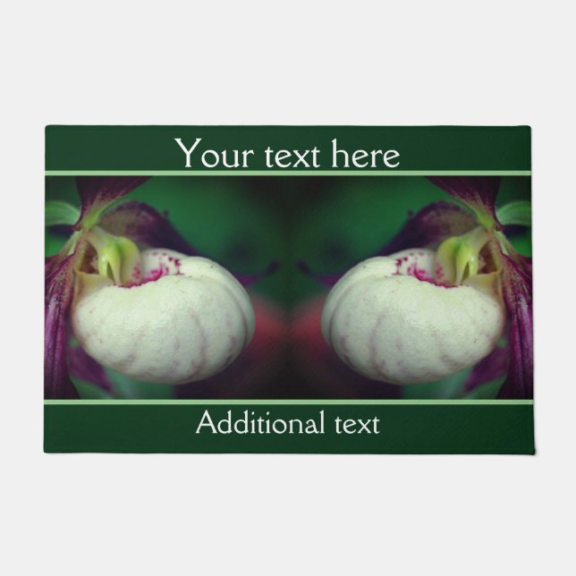 White Lady Slipper Orchid Flower Personalized Deurmat (Voorkant)