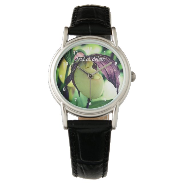 White Lady Slipper Orchid Flower Personalized Horloge (Voorkant)