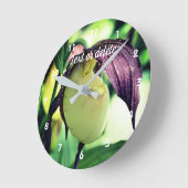 White Lady Slipper Orchid Flower Personalized Ronde Klok (Hoek)