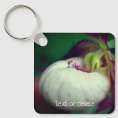 White Lady Slipper Orchid Flower Personalized Sleutelhanger (Voorkant)