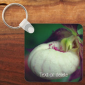 White Lady Slipper Orchid Flower Personalized Sleutelhanger (Voorkant)