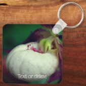 White Lady Slipper Orchid Flower Personalized Sleutelhanger (Achterkant)