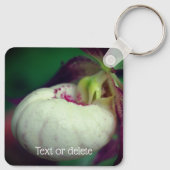 White Lady Slipper Orchid Flower Personalized Sleutelhanger (Achterkant)