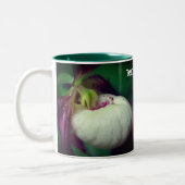 White Lady Slipper Orchid Flower Personalized Tweekleurige Koffiemok (Links)
