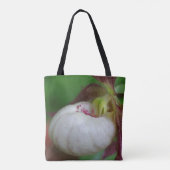 White Lady Slipper Orchid Flower Tote Bag (Achterkant)