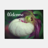 White Lady Slipper Orchid Flower Welkom Deurmat (Voorkant)