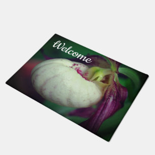 White Lady Slipper Orchid Flower Welkom Deurmat