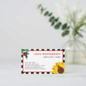 White Ladybugs & Sunflower Ma Calling Card Visitekaartje (Staand voorkant)
