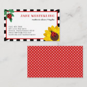 White Ladybugs & Sunflower Ma Calling Card Visitekaartje (Voorkant / Achterkant)