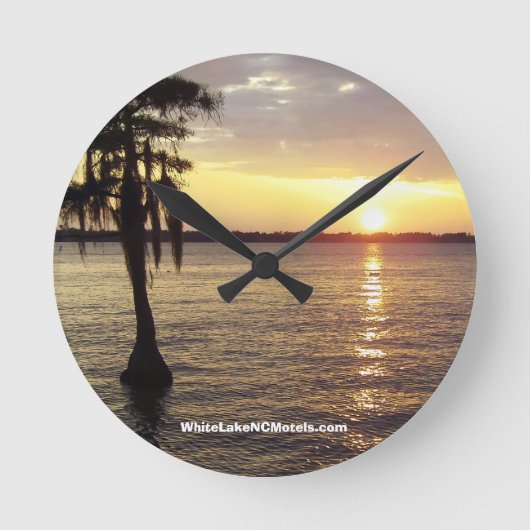 White Lake NC Sunset Clock Ronde Klok (Voorkant)