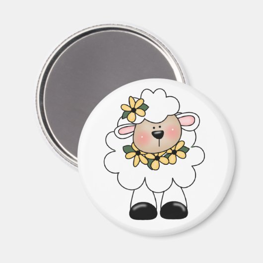 White Lamb T-shirts en cadeautjes Magneet (Voorkant / Achterkant)