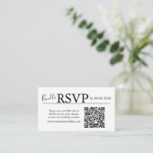 White landscape RSVP QR Code Card Modern Wedding Informatiekaartje (Staand voorkant)