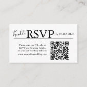 White landscape RSVP QR Code Card  Modern Wedding Informatiekaartje (Voorkant)