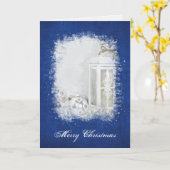 White Lantern Kandle On Blue met sierkaartje Kaart (Gele Bloem)