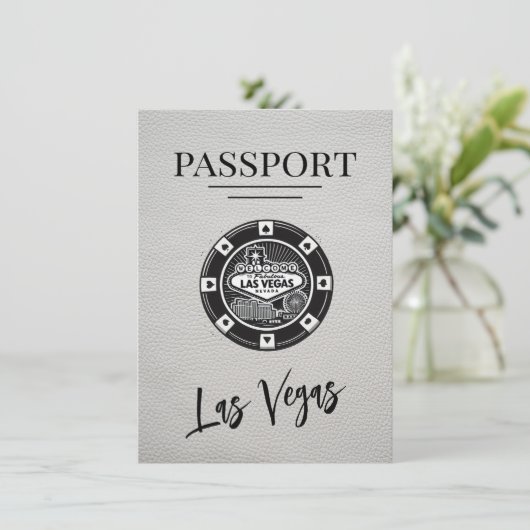 White Las Vegas Passport Bewaar de datum Save The Date (Staand voorkant)