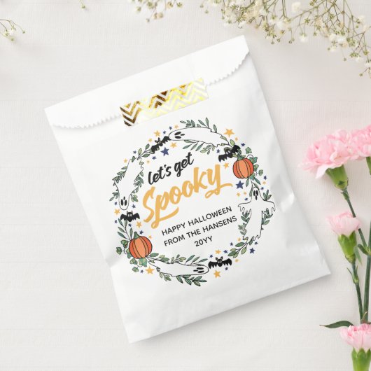 White Laten we Spooky Ghosts Halloween Wreath hale Bedankzakje (Gezegeld)