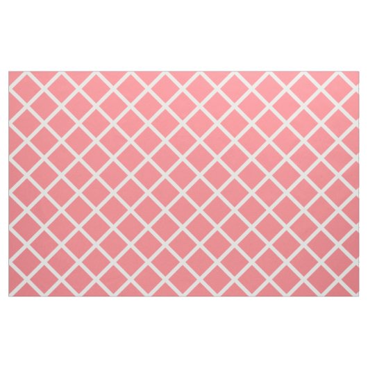 White Lattice on Coral Pink Stof (Fat Quarter)